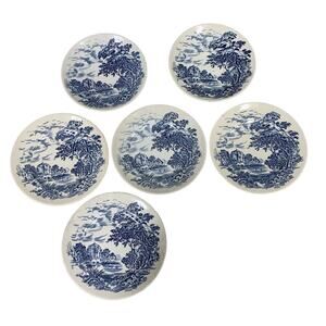 Vintage Countryside Wedgwood Ltd Set of 6 Small Water Wheel Mill Plates